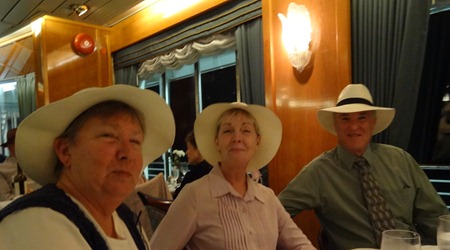 30 Mary & Steve and Kathy Beasley, Panama Hat Night in Prinsendam Restaurant