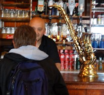 21 Mary & saxophone beer tap in Globe Tavern