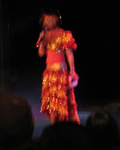 35 Cruise Director Linda in Carnaval dress