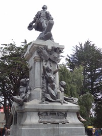 47 Magellan monument in Plaza de Armas in Punta Arenas