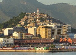 55 Sailing into Rio at sunrise - Favela
