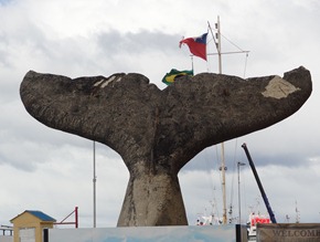 59 Whale tail statue in port at Punta Arenas