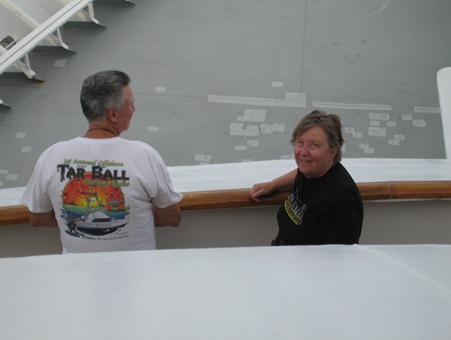 75 Mary, with Steve, at front of ship