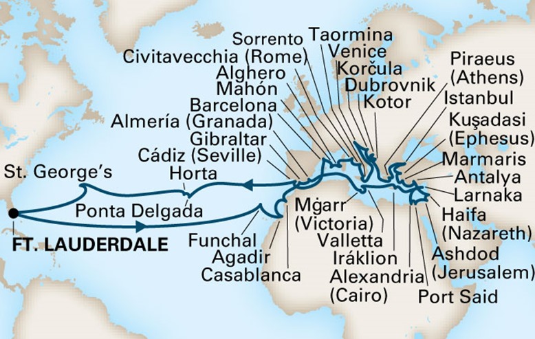 Map of Mediterranean Cruise